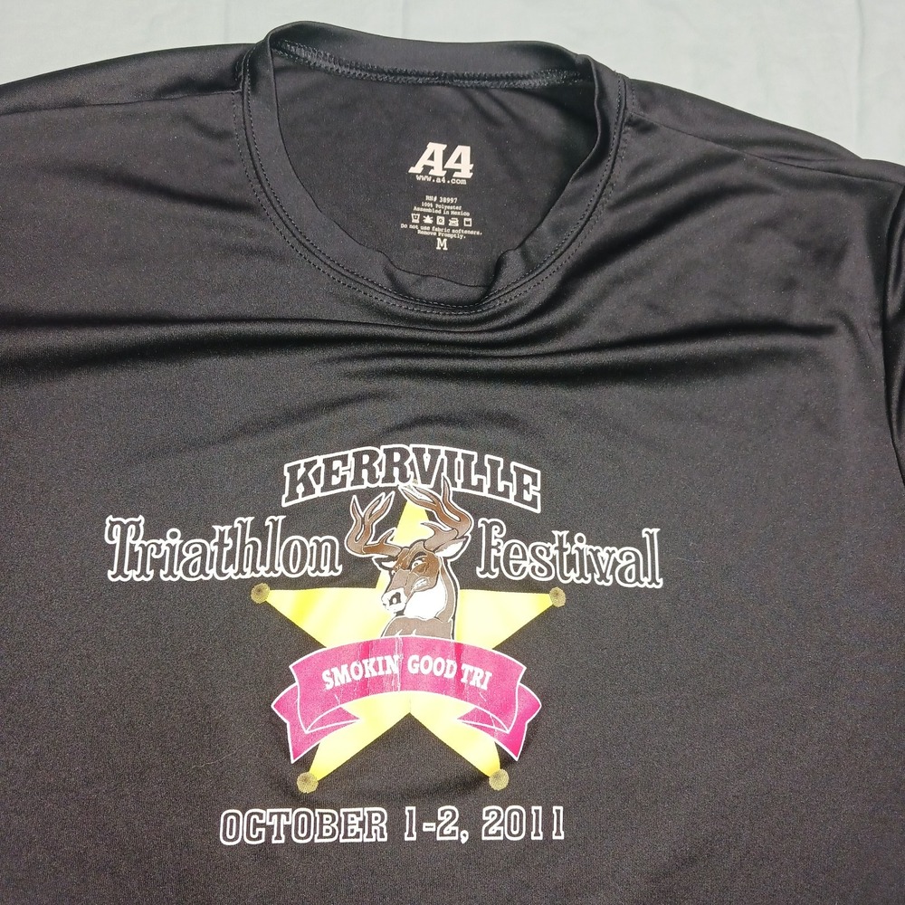 A4 Kerrville Texas 2011 Triathlon Festival Shirt Mens Size Medium Black Graphic